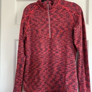 Athleta size M orange multi color 3/4‎ zip up long sleeve tee